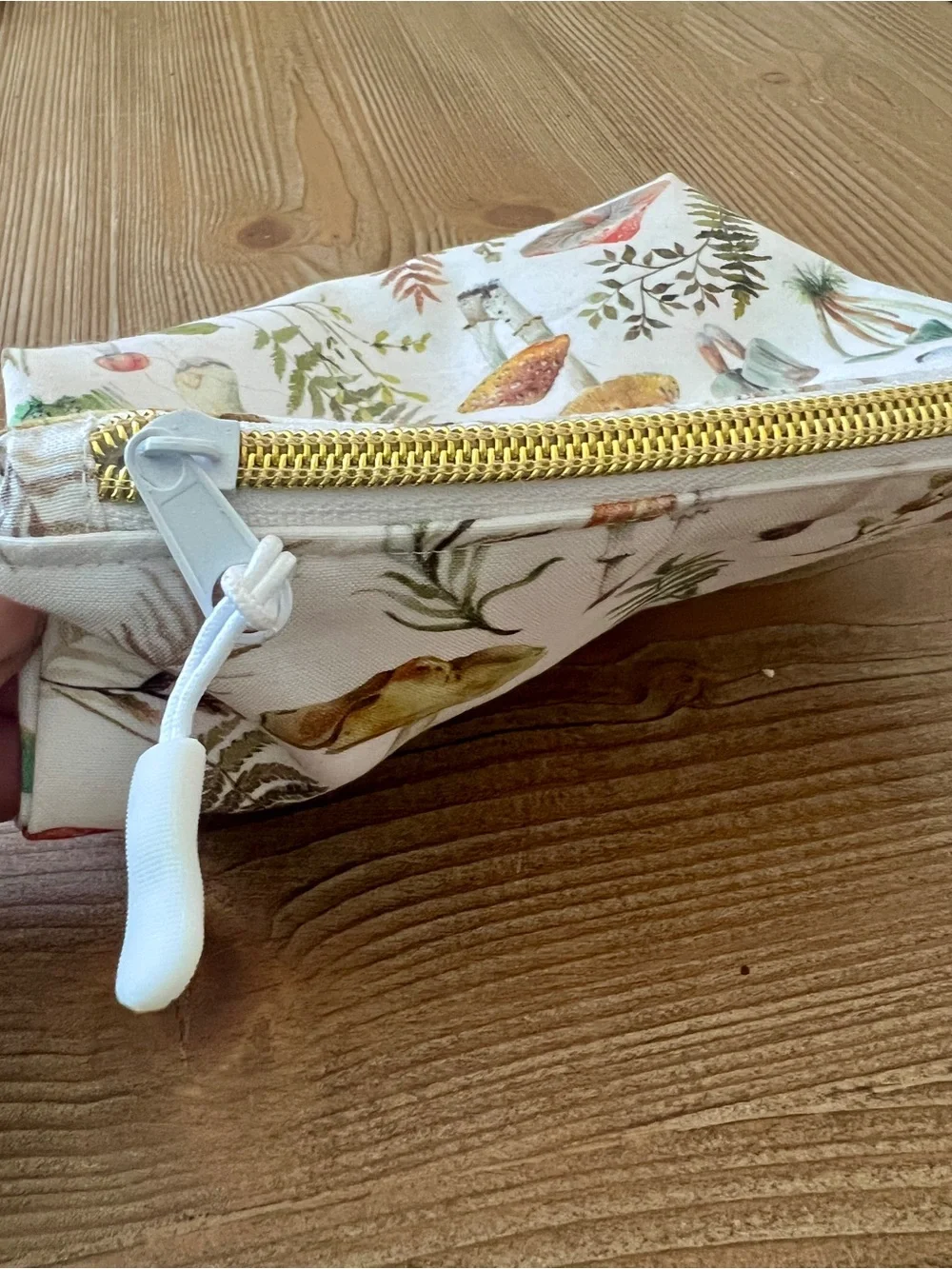 Handmade Mushroom Zipper Cosmetic Pouch Travel Bag NWT